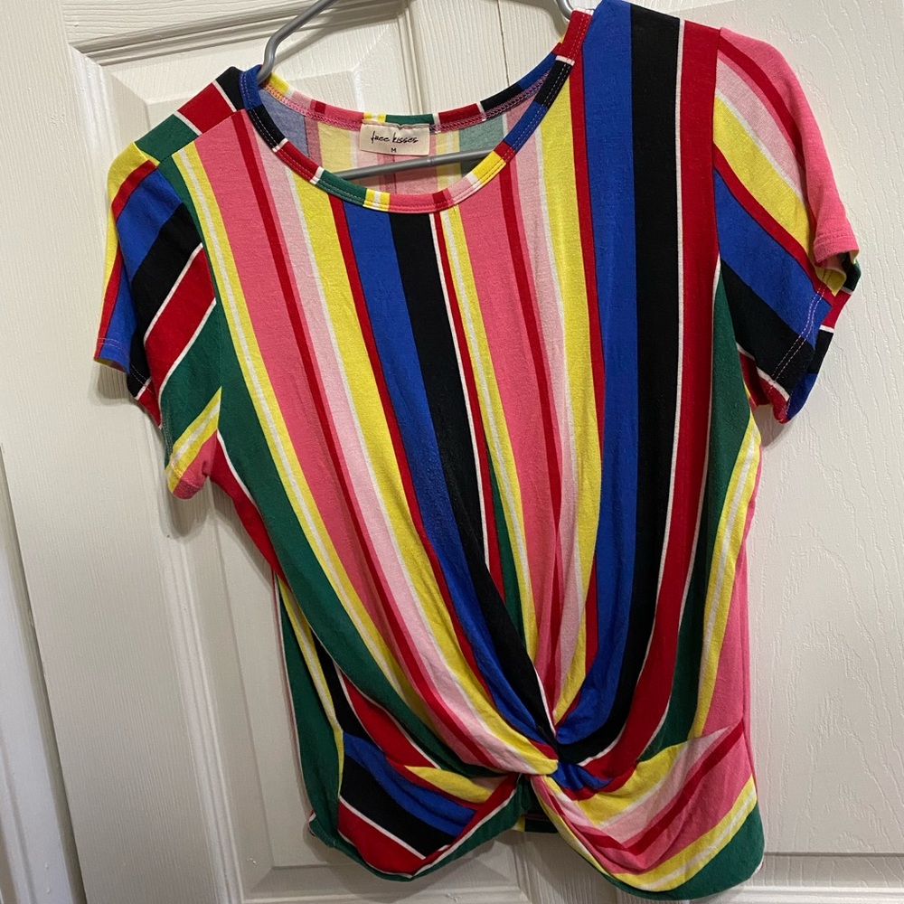 Bright colorful shirt with front twist